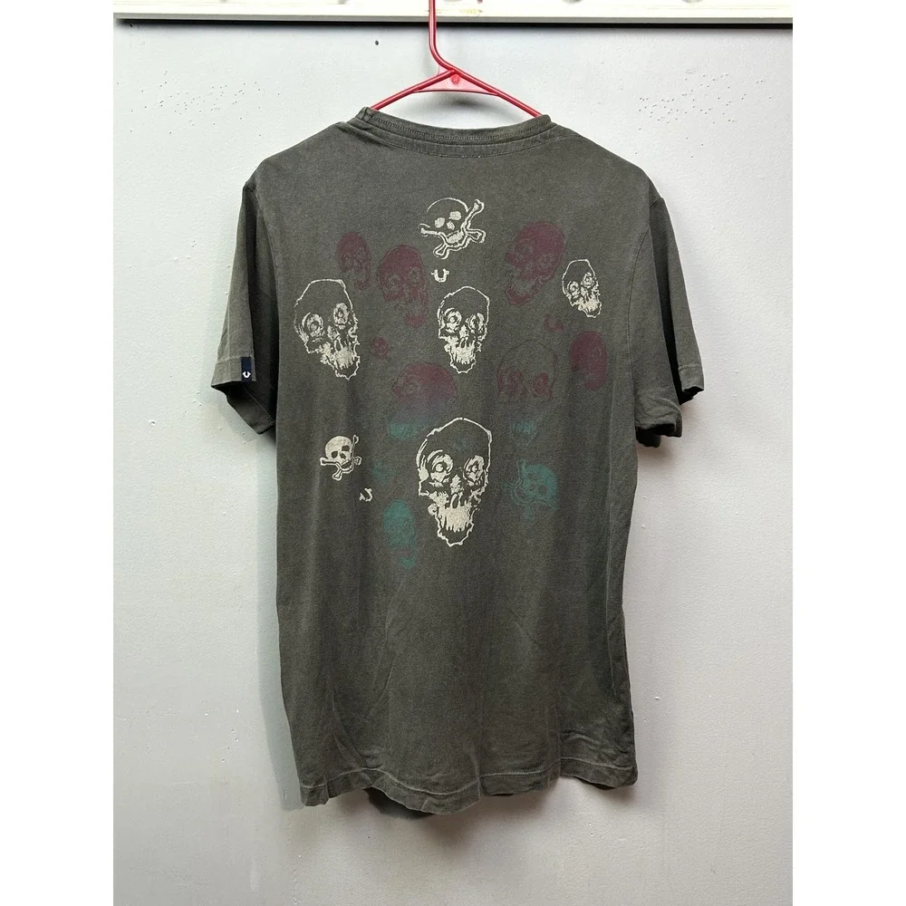 True Religion Shirt‎ Mens Small Charcoal Bad Seed Skull Graphic Tee Made in USA